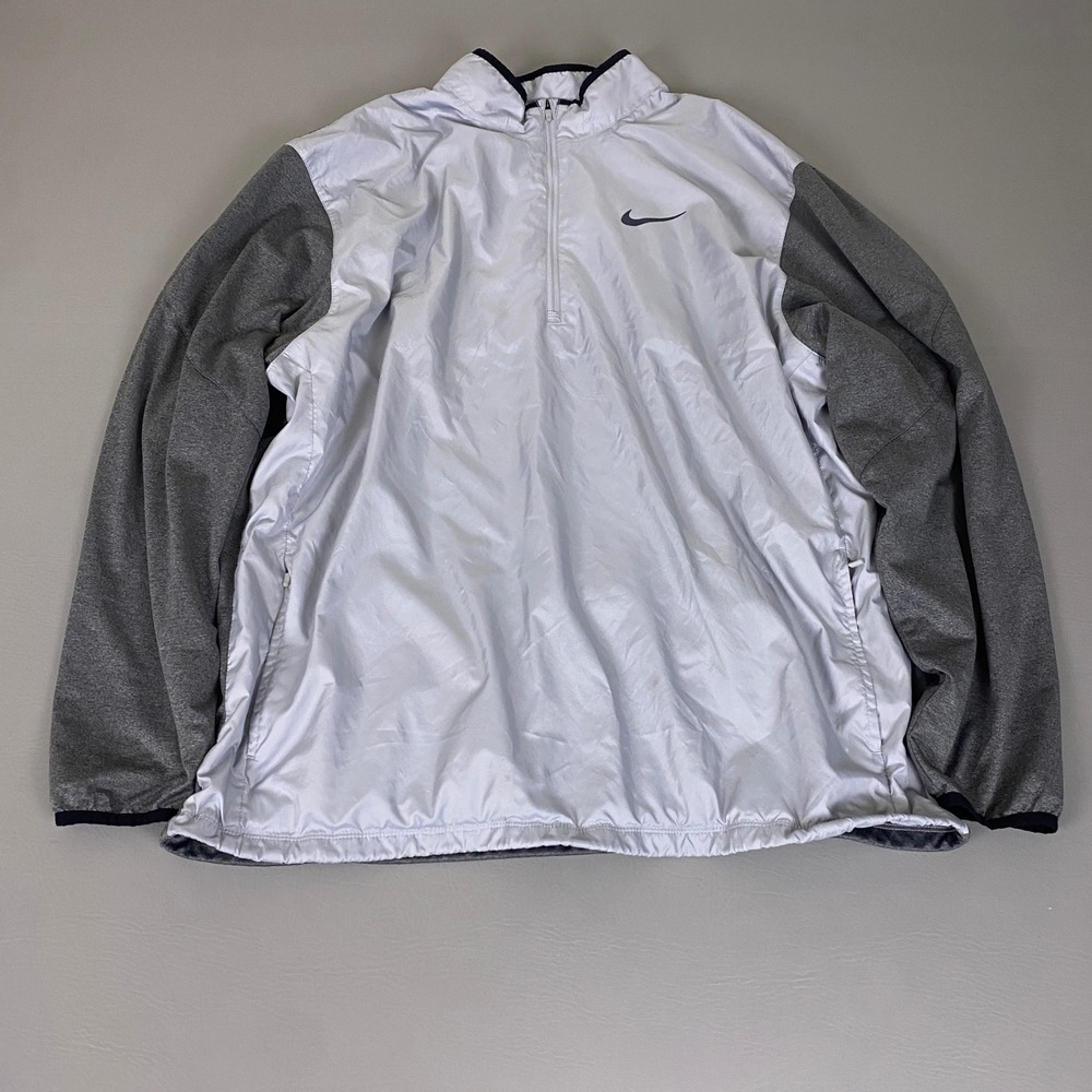 Nike Golf Windbreaker Jacket Men's XL 1/4 Zip Pullover Gray Colorblock Mock Neck
